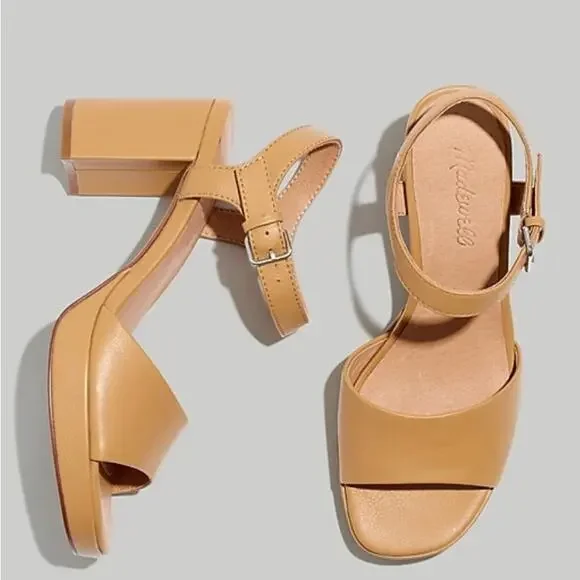 Madewell Nadia Heeled Platform Sandals 9M Tan - Picture 1 of 3